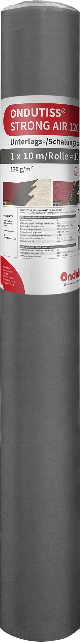 Ondutiss Unterdeckbahn Strong Air 10 x 1 m = 10 m² grau