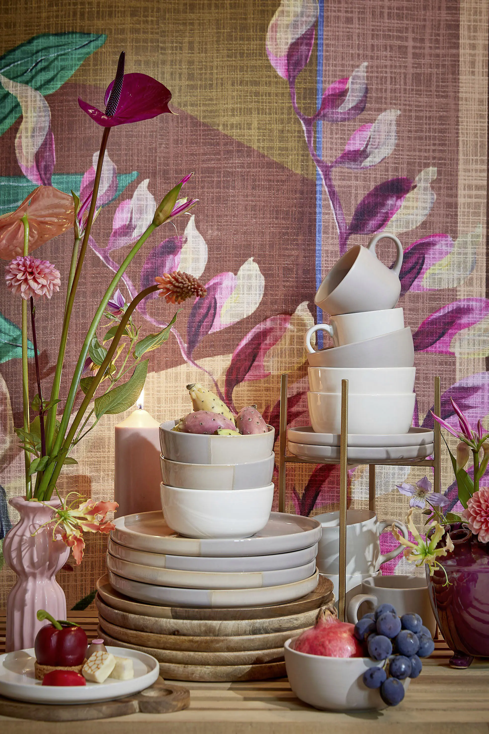 Mica Decorations Geschirrset für 4 Personen Ozzu taupe 16-tlg.