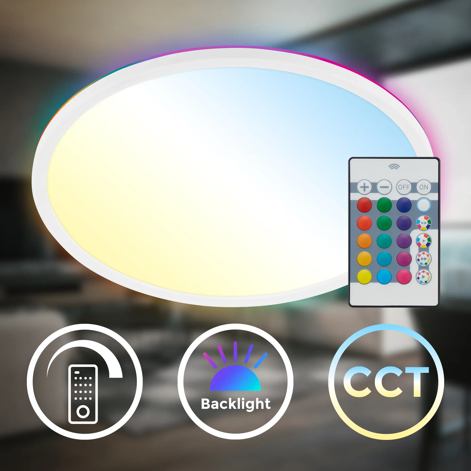 Briloner LED-Panelleuchte Slim Ø 42 cm weiß RGB dimmbar