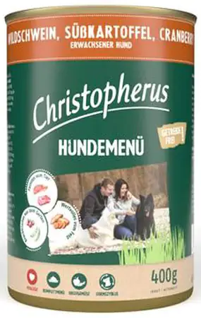 Christopherus Hundefutter Wildschwein Süßkartoffel & Cranberries 400 g Christopherus Hundefutter Wildschwein Süßkartoffel & Cranberries 400 g