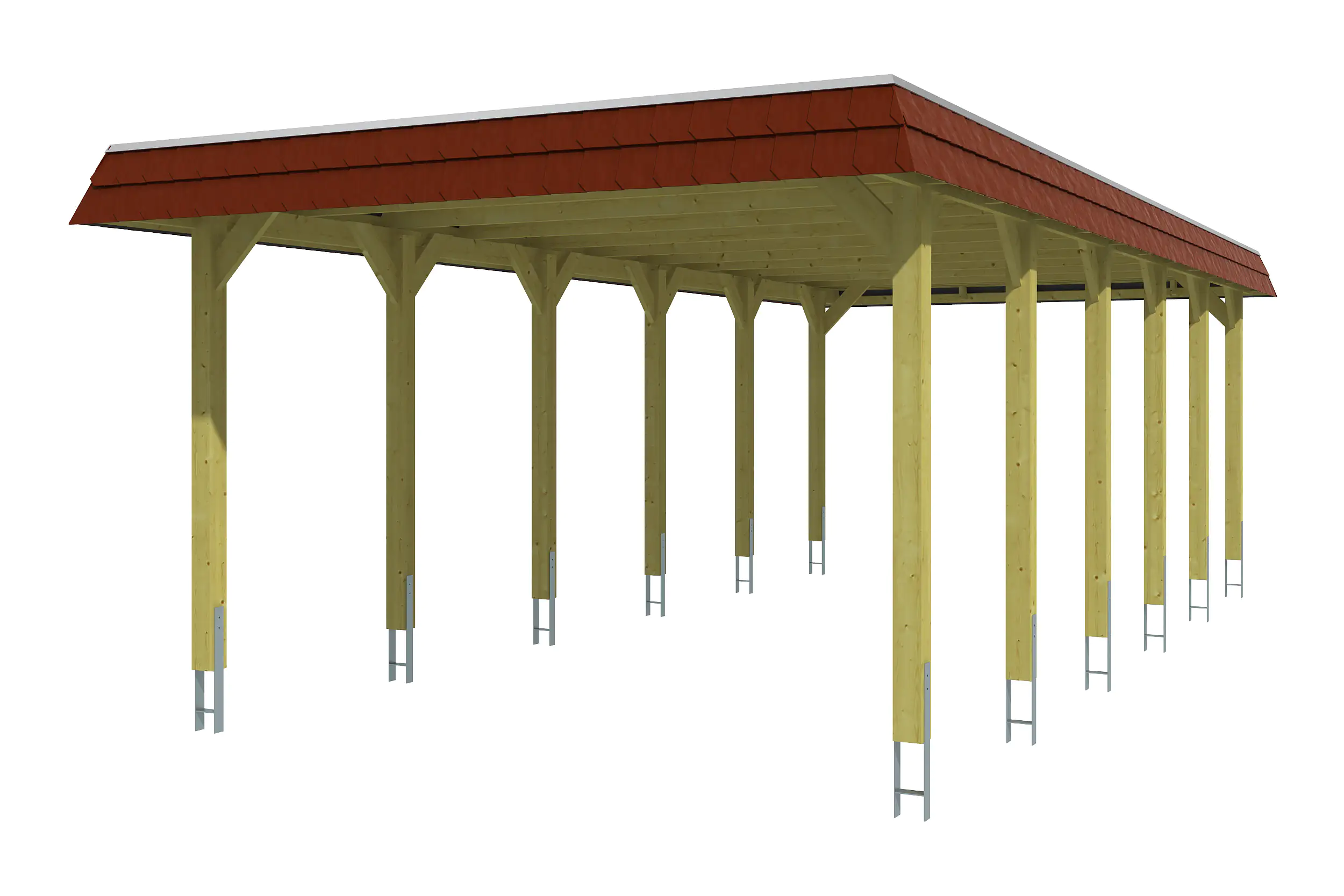 4018211034222_02 SKAN HOLZ Carport Spreewald 396 x 893 cm mit EPDM-Dach, rote Blende