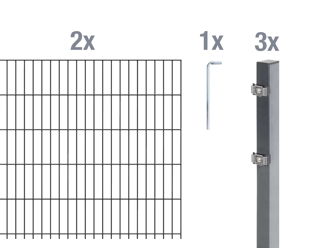 Alberts Doppelstabmatten-Grundset 4 m 200 x 120 cm 6/5/6 anthrazit