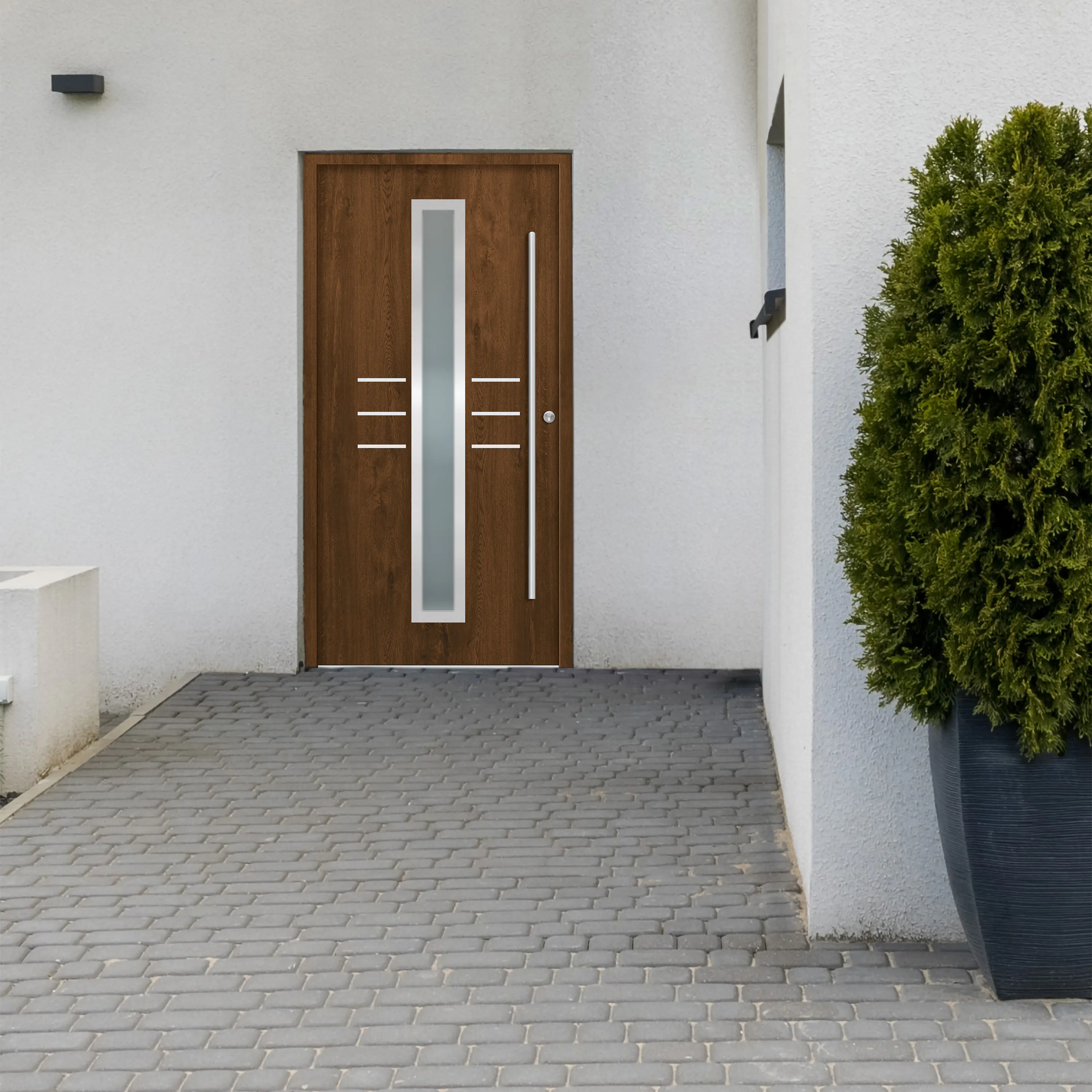 Splendoor Haustür Passivedoor Premium B07 Nussbaum DIN Rechts 100 x 210 cm