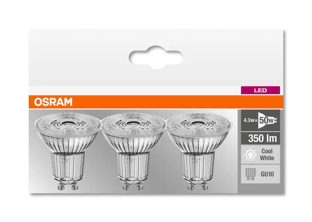 Osram LED Reflektor Base PAR 16 GU 10 - 4,3 W 3er Pack Osram LED Reflektor Base PAR 16 GU 10 - 4,3 W 3er Pack