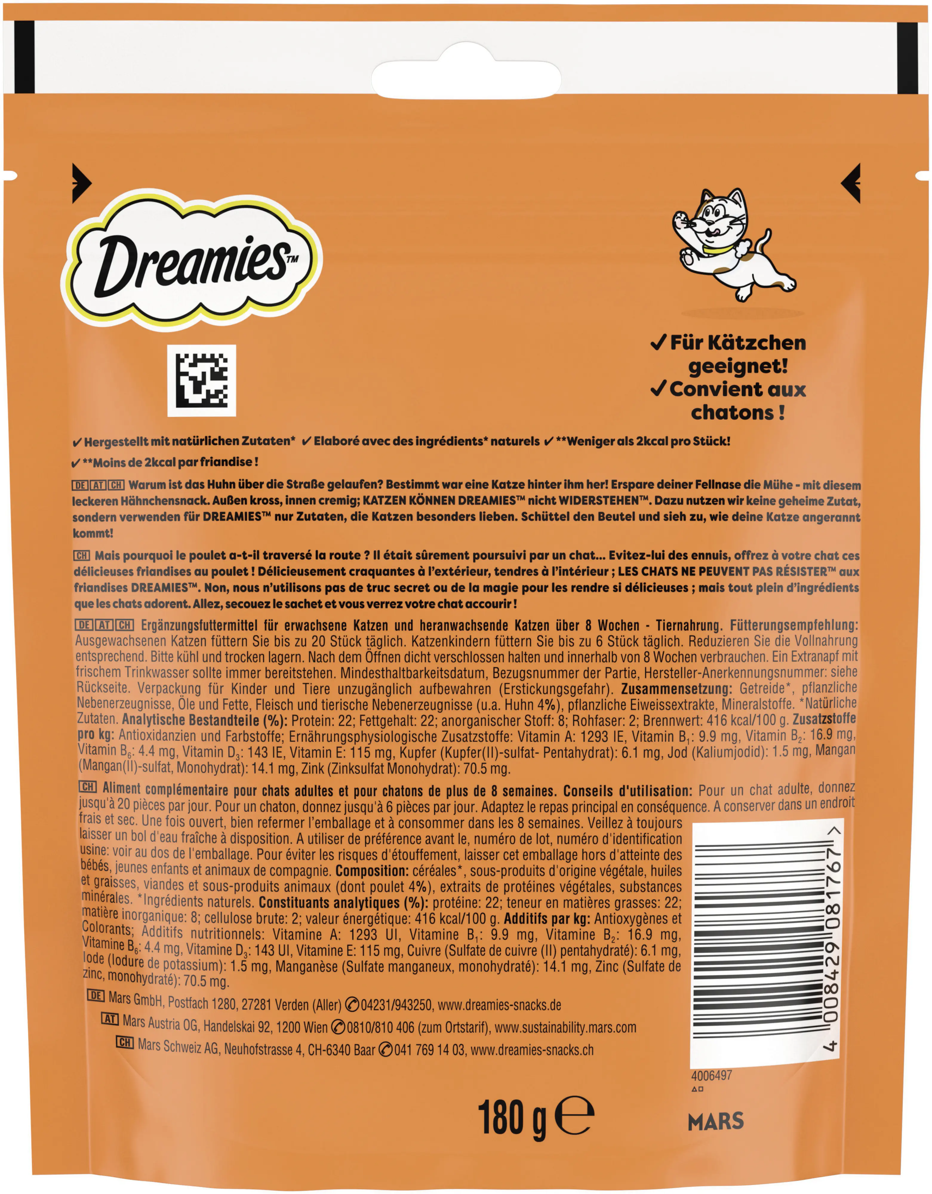DREAMIES Katzensnack mit Huhn 180 g Mega Pack
