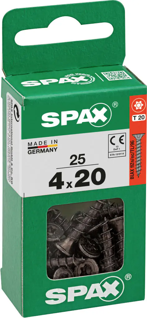 Spax Universalschrauben 4 x 20 mm T20 Vollgewinde - 25 Stk. 