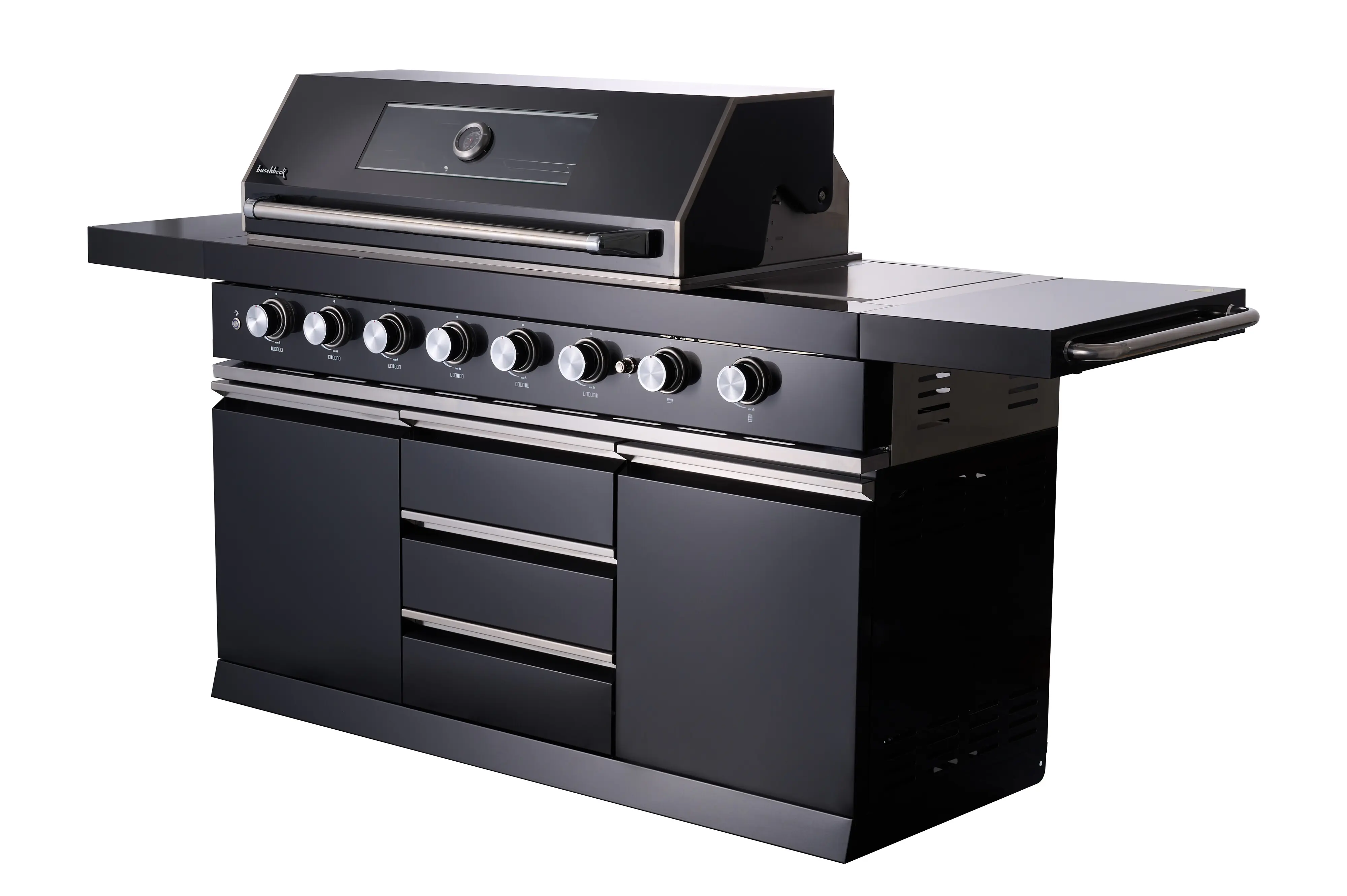 Buschbeck Outdoorküche Chester schwarz 96 x 45 cm 6 Brenner & 1 Heckbrenner Gasgrill