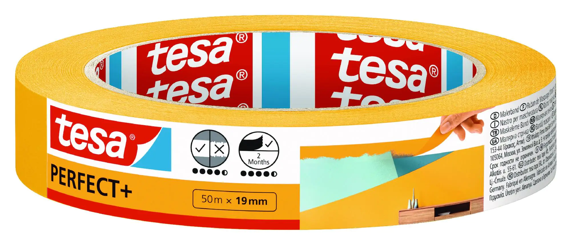 tesa Malerband Perfect+ 50 m x 19 mm, gelb tesa Malerband Perfect+ 50 m x 19 mm, gelb