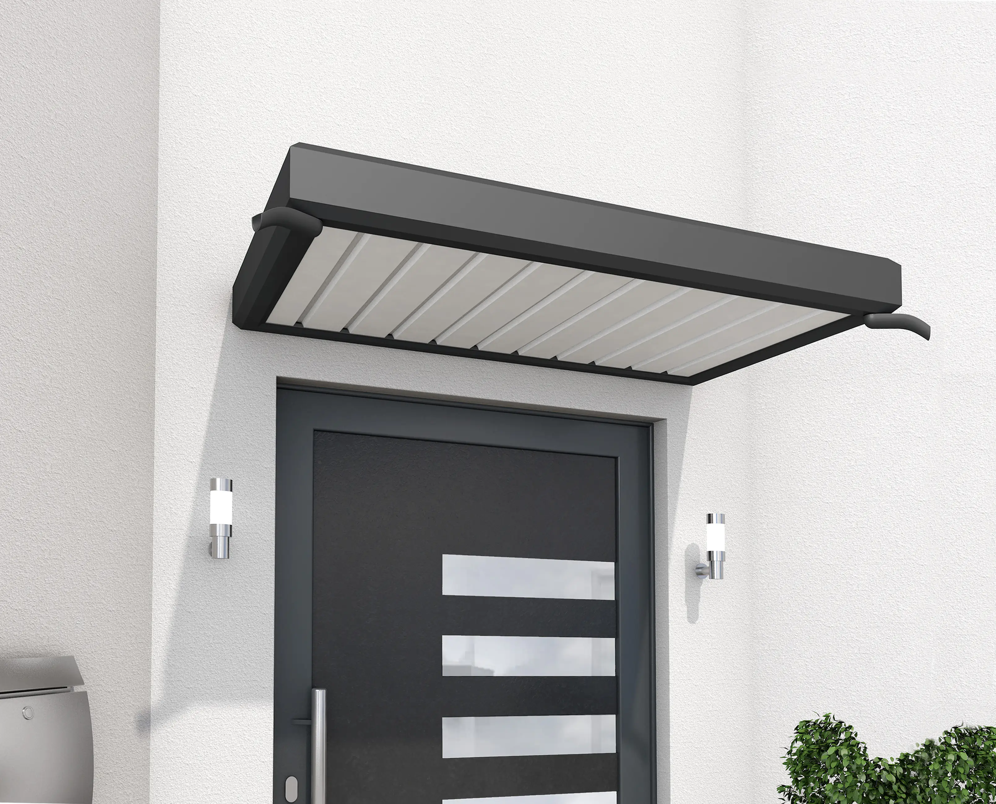 4003412110226 Gutta Rechteckvordach NM 150 Aluminium anthrazit, Kunststoff weiß