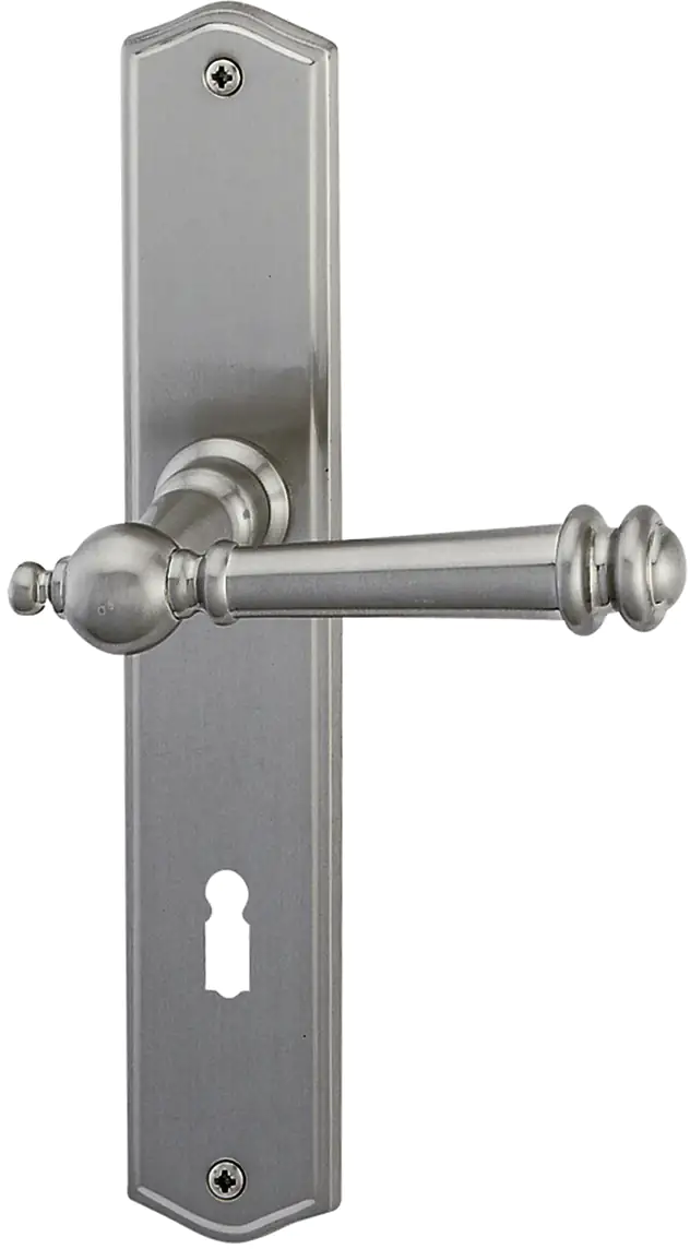 Alpertec BB-Langschildgarnitur Ron Messing silber abgerundet