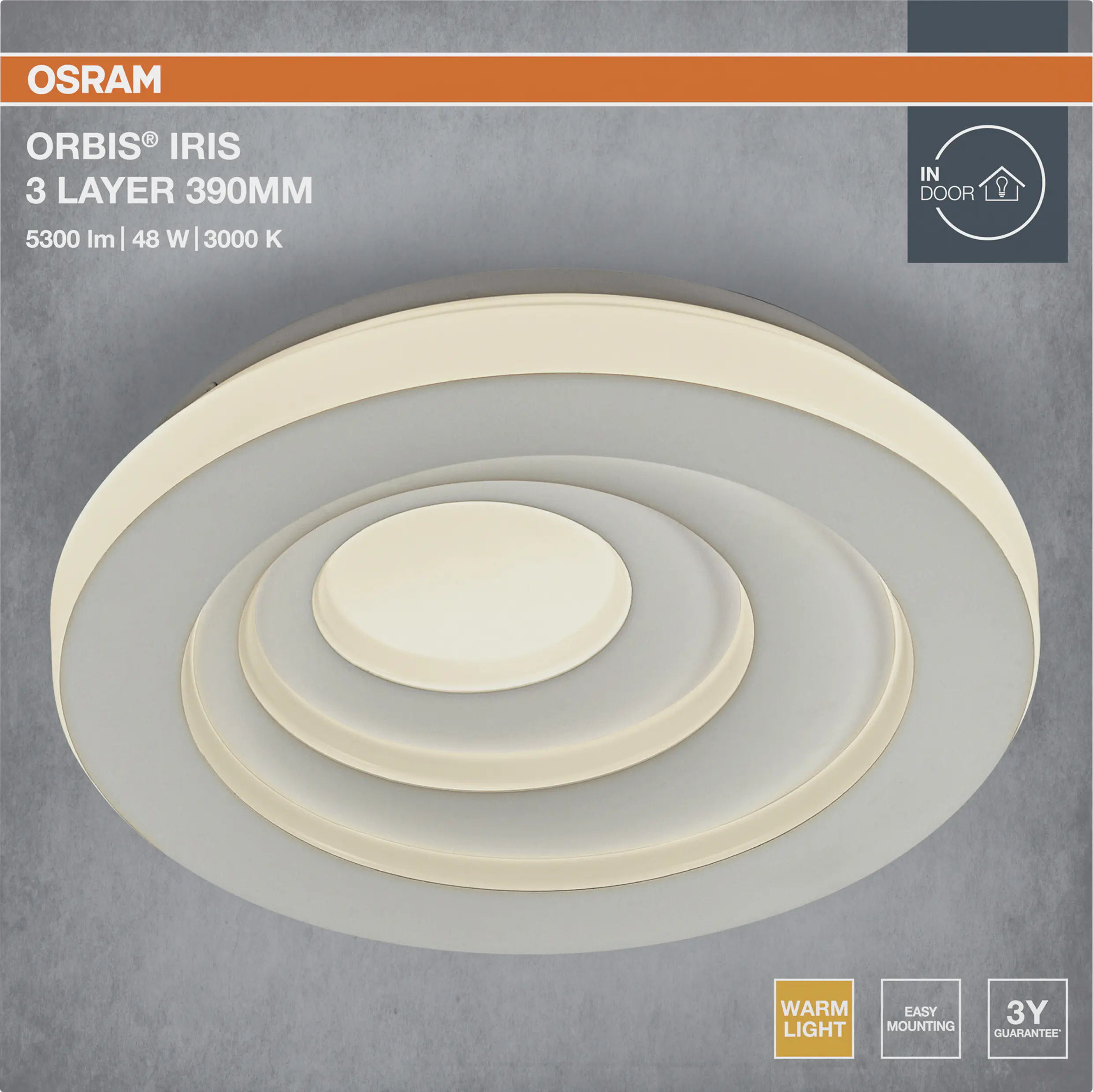 Osram LED-Deckenleuchte Orbis Iris 3Layer Ø39 cm 48 W weiß warmweiß