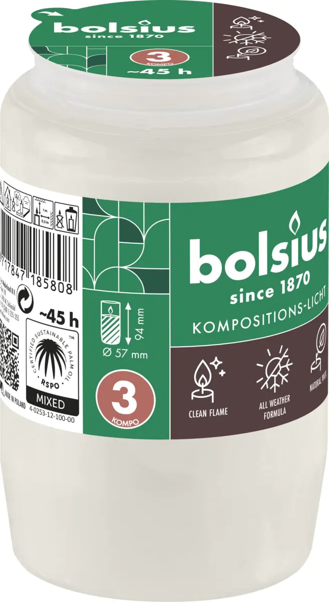 Bolsius Kompositions-Öllicht Nr. 3 weiß 1 Stück