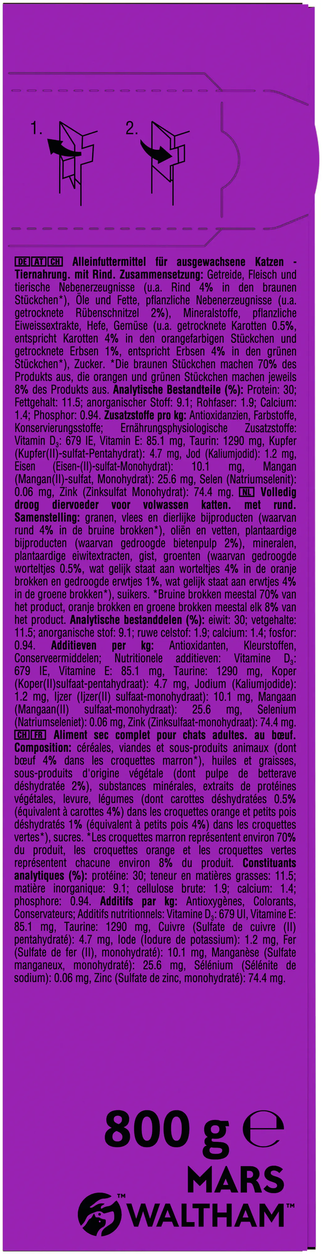 Whiskas Trockenfutter 1+ mit Rind 800 g