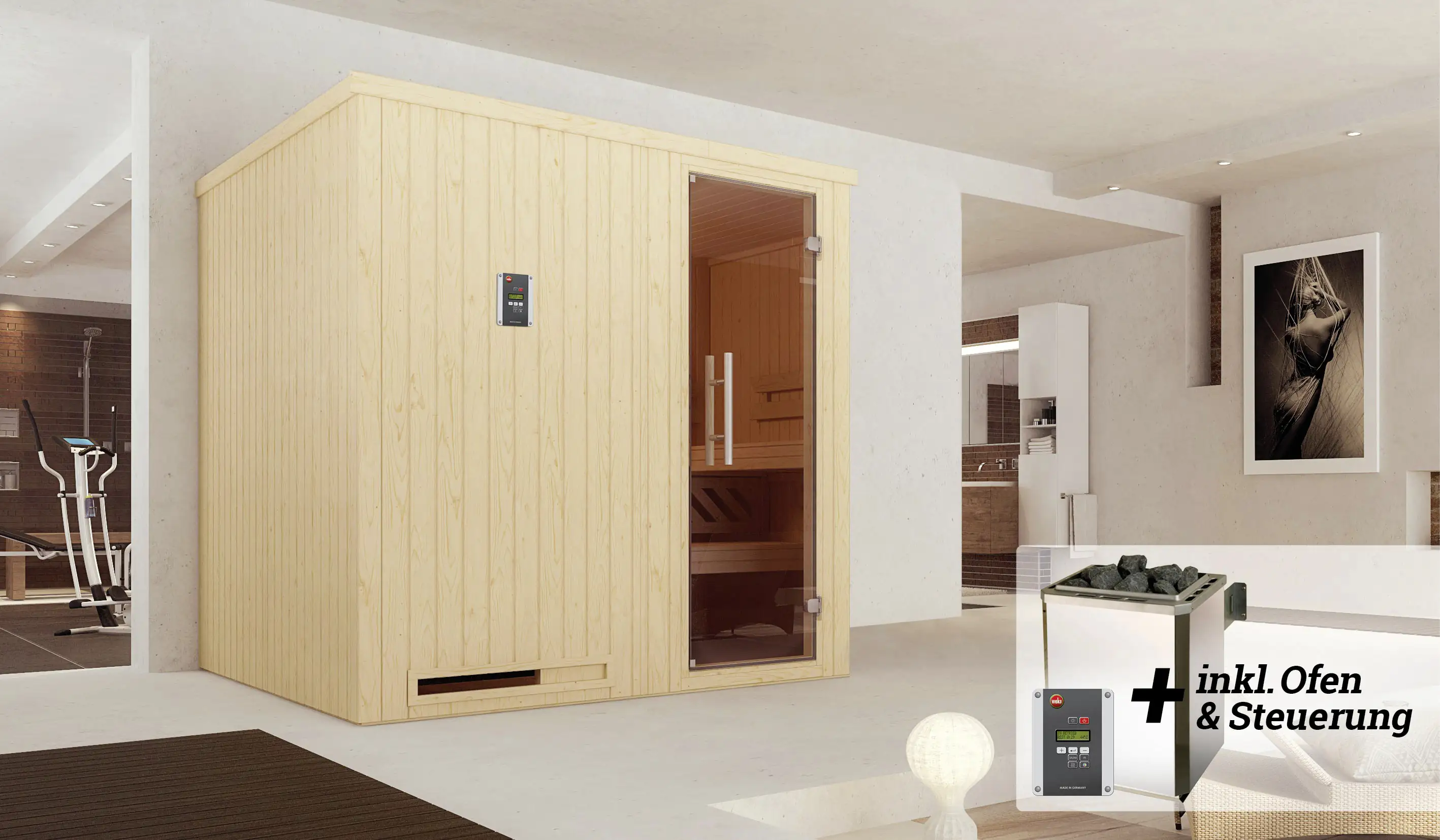 Weka Elementsauna Halmstad Gr. 2 Sparset 7,5 kw OS