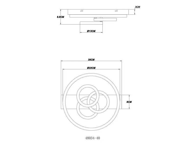 Globo Deckenleuchte Darryl 35 x 33 cm L x B schwarz CCT