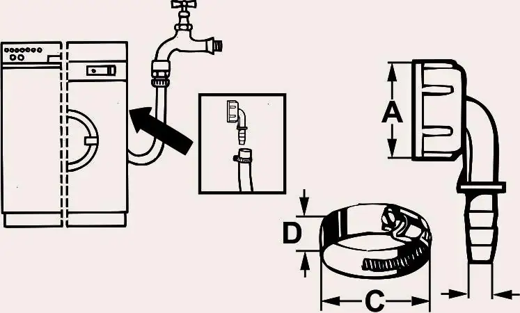 Cornat Winkelverschraubung 3/4" mit Schelle Schlauchanschluss 10 mm