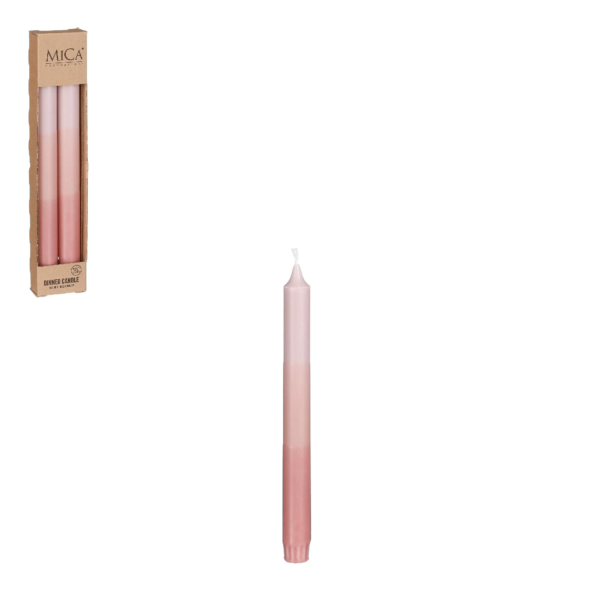 Mica Spitzkerze Dip-dye Stearin rosa - 2 Stück Mica Spitzkerze Dip-dye Stearin rosa - 2 Stück