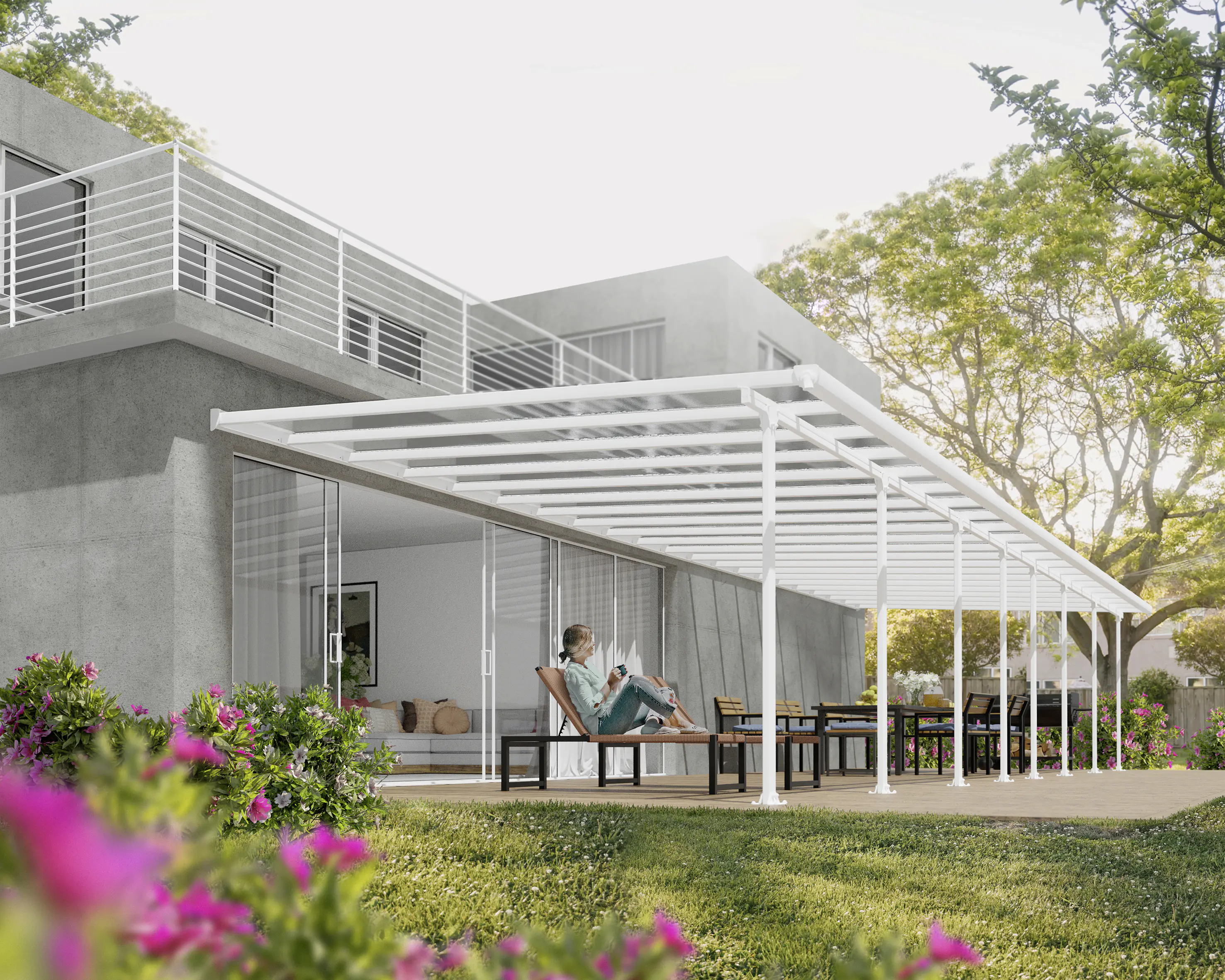 Canopia Terrassenüberdachung Feria 1212 x 380 cm weiß