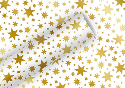 4014995563125 Braun & Company Geschenkpapier Beautiful stars gold Alu 1,5 m x 70 cm