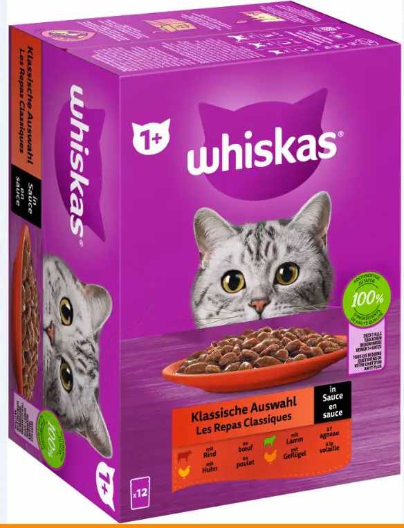 Whiskas Multipack klassische Auswahl in Sauce Katzenfutter 12 x 85 g