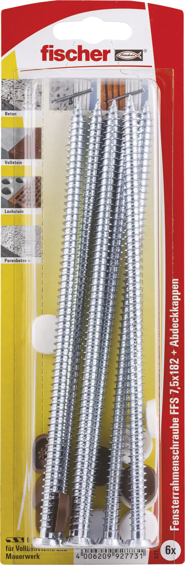 4006209927731 Fischer Fensterrahmenschrauben 7.5 x 182 mm TX 30 - 6 Stk.