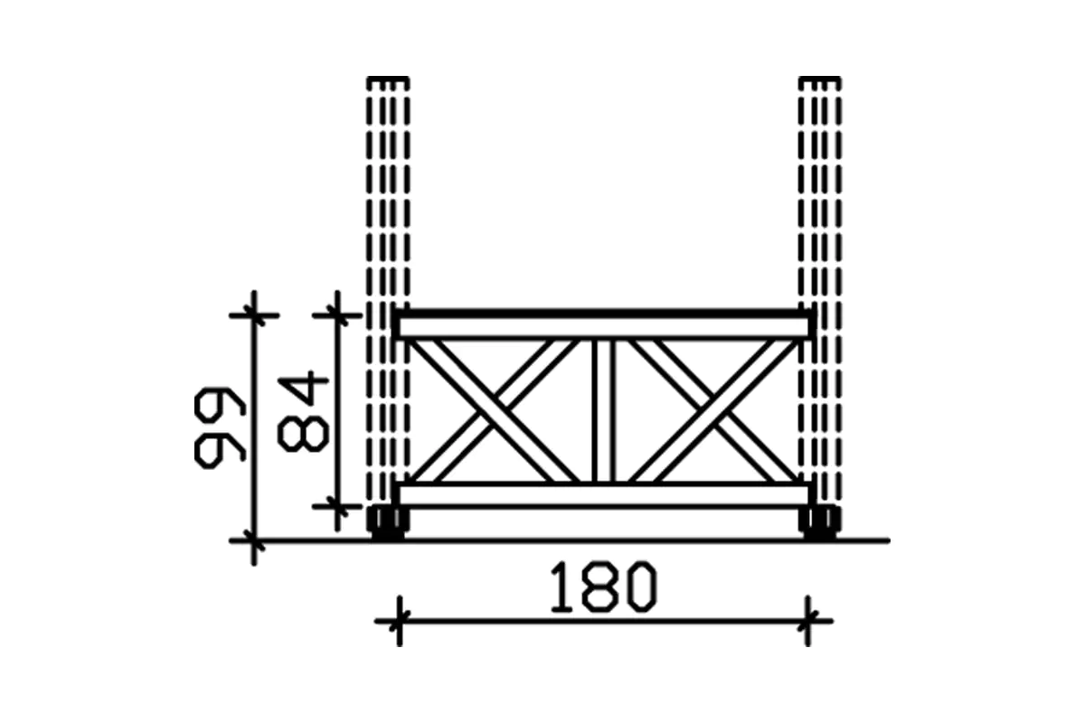 SKAN HOLZ Brüstung Andreaskreuz 180 x 84 cm, Fichte, lasiert in Eiche hell