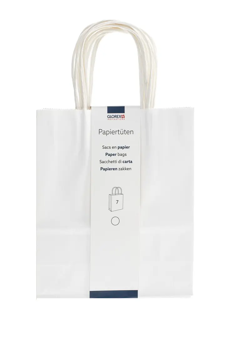 Glorex Papiertragetasche mit Kordelgriff weiß 7 Stk. 18 x 21 cm