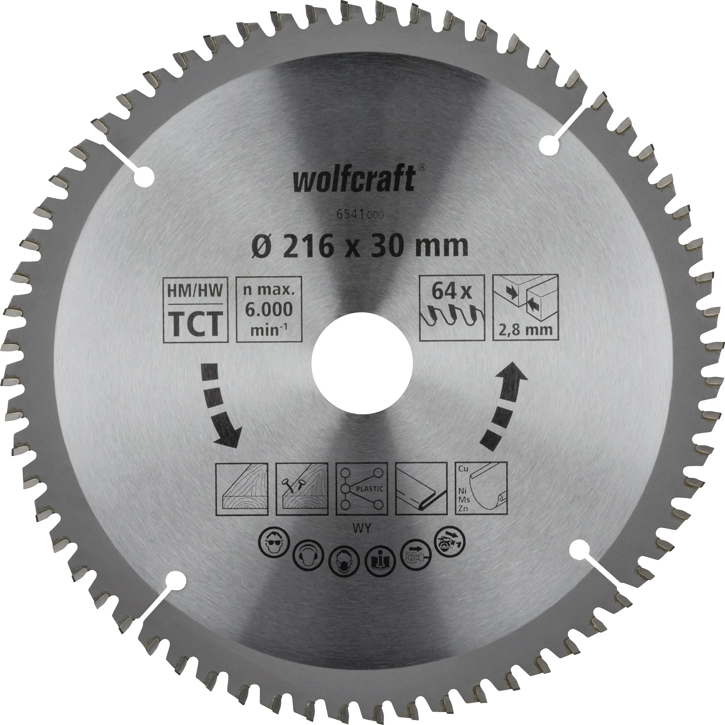 Wolfcraft Kapp- und Gehrungssägeblatt HM Serie lila 216 mm