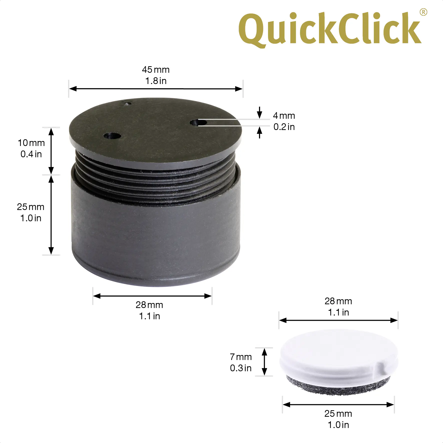 Wagner Möbelfuß Justus QuickClick Kunststoff Ø 4 x 2 cm schwarz - 4 Stück