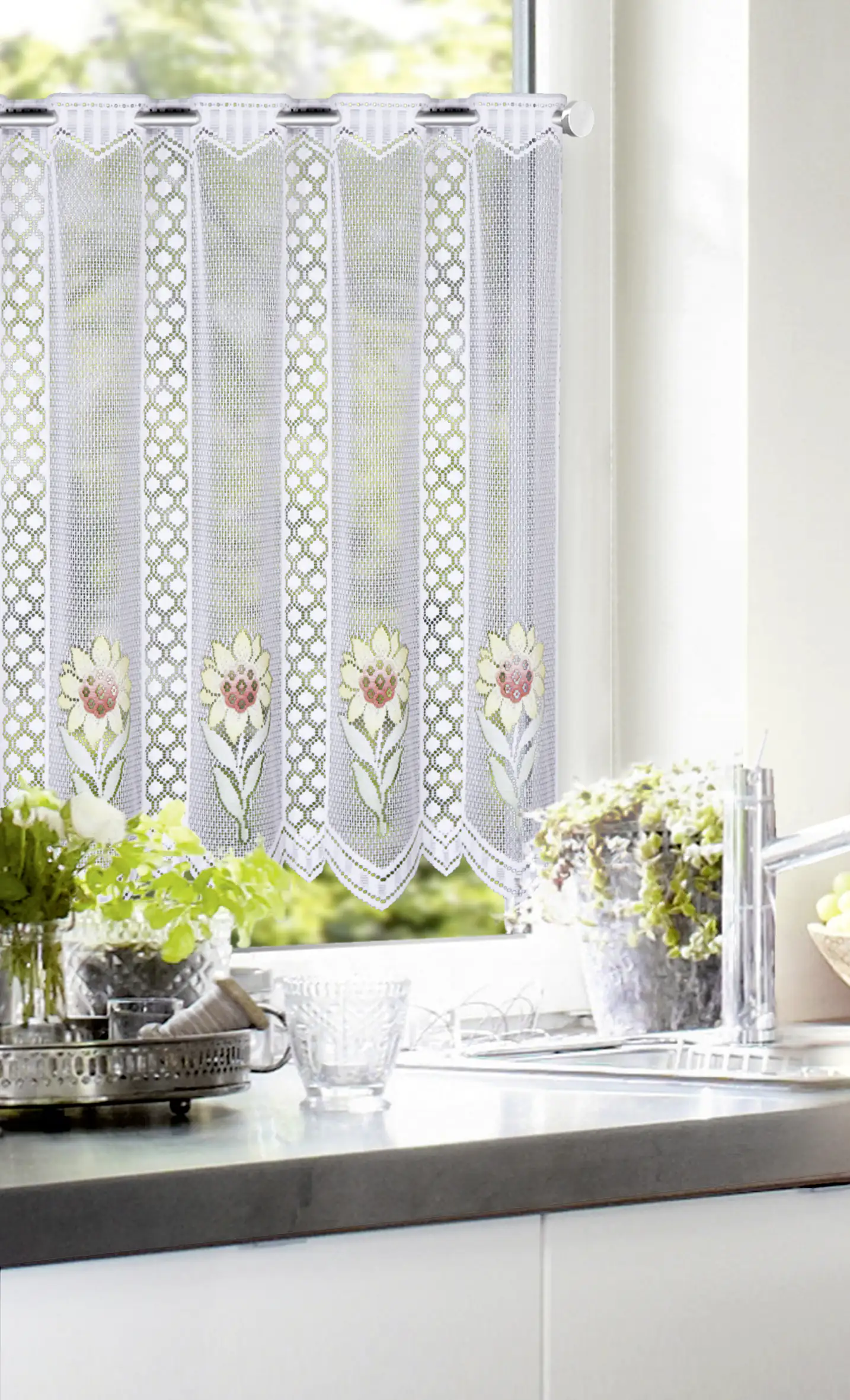 Neusser Collection Cafehausgardine gelb-rot, 60 x 145 cm