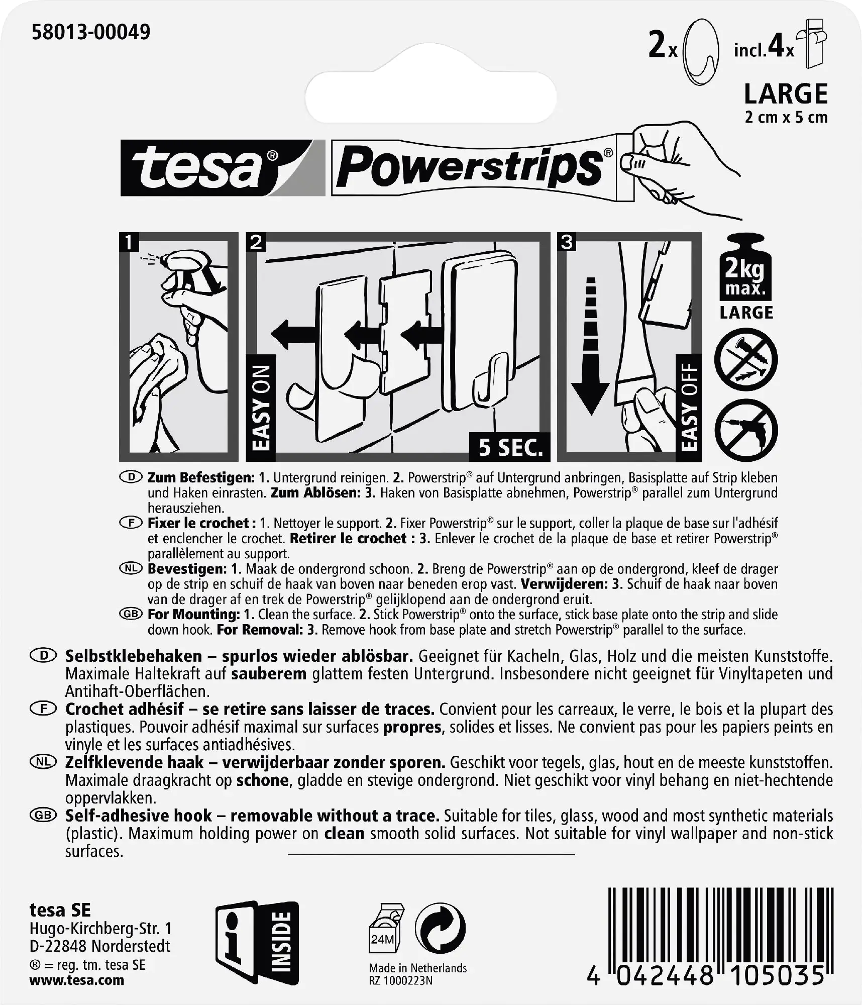 tesa Haken Powerstrip Large oval