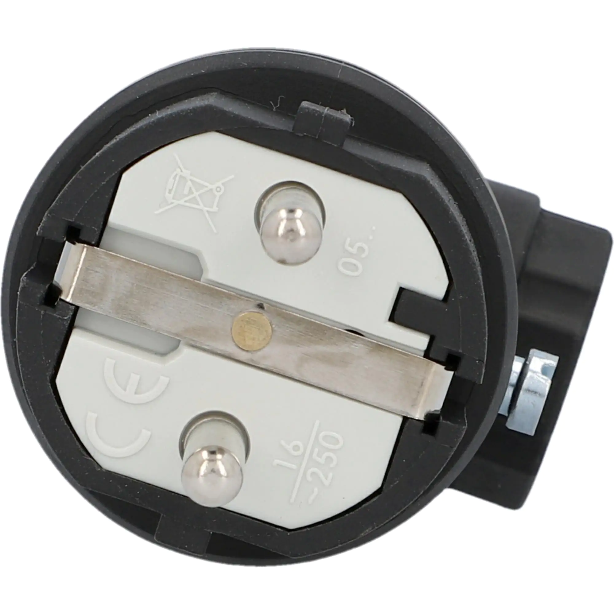 Schutzkontakt-Stecker Vollgummi gewinkelt, IP44 schwarz, mit Knickschutz