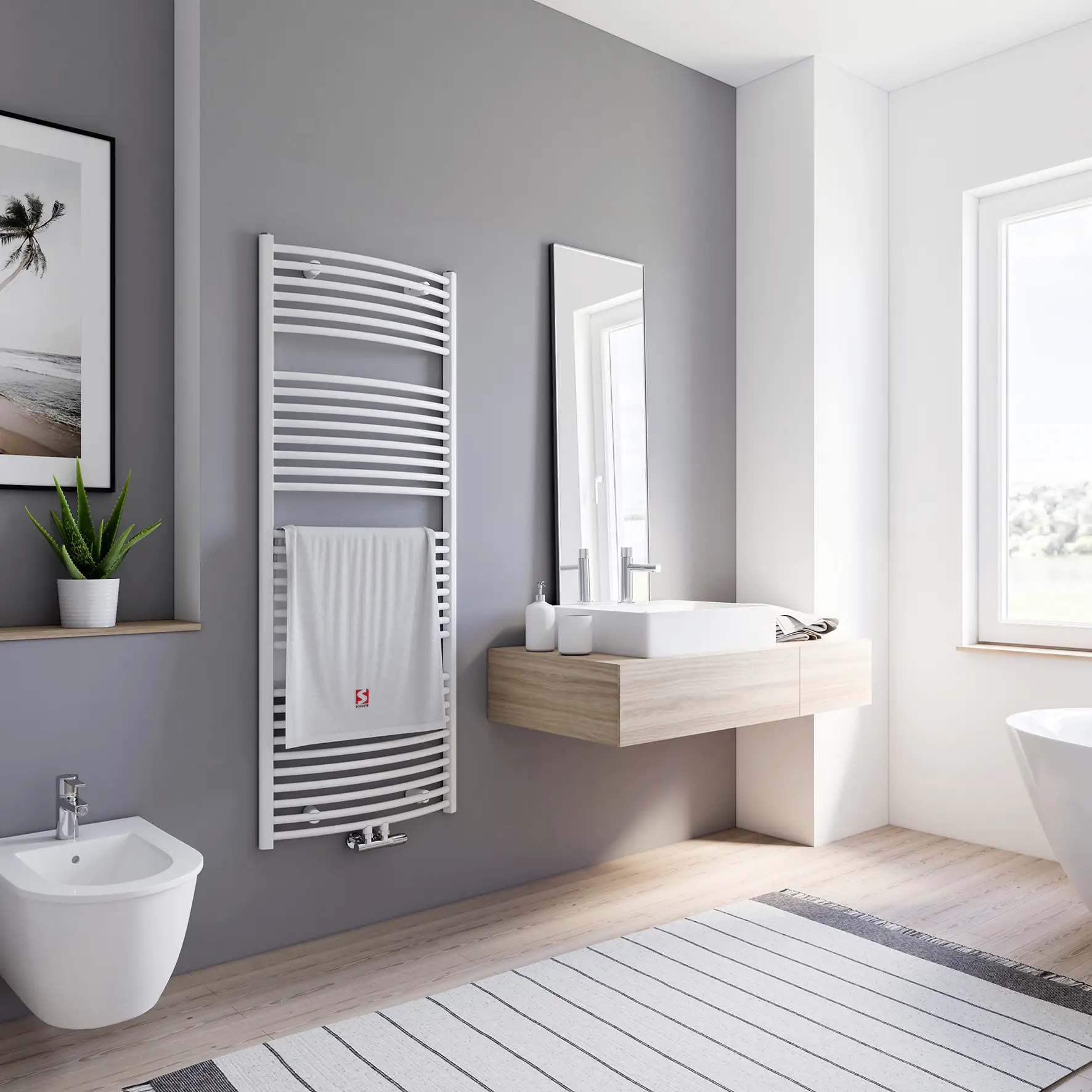 Schulte Badheizkörper 169 x 62 cm weiß 942 Watt Anschluss mittig