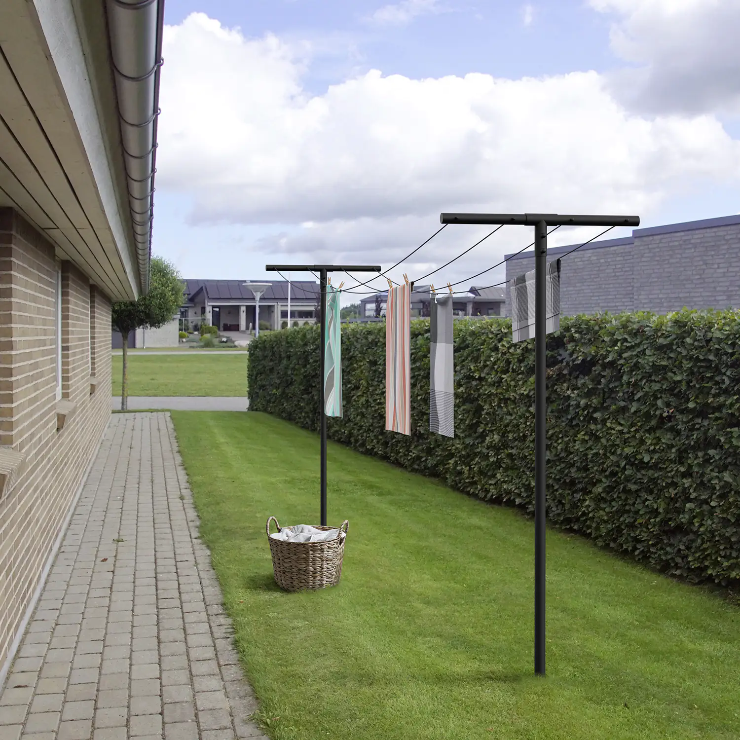 Plus Trockengestell inkl. Leine und Beschläge Ø42 mm B: 80 cm - L 450cm Schwarz