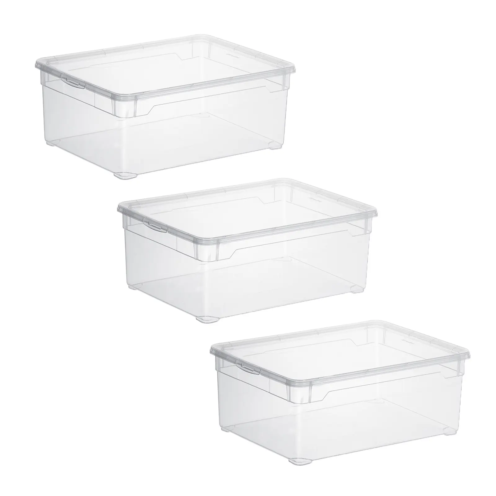 Rotho Aufbewahrungsbox CLEAR mit Deckel 10 L transparent 3er-Set
