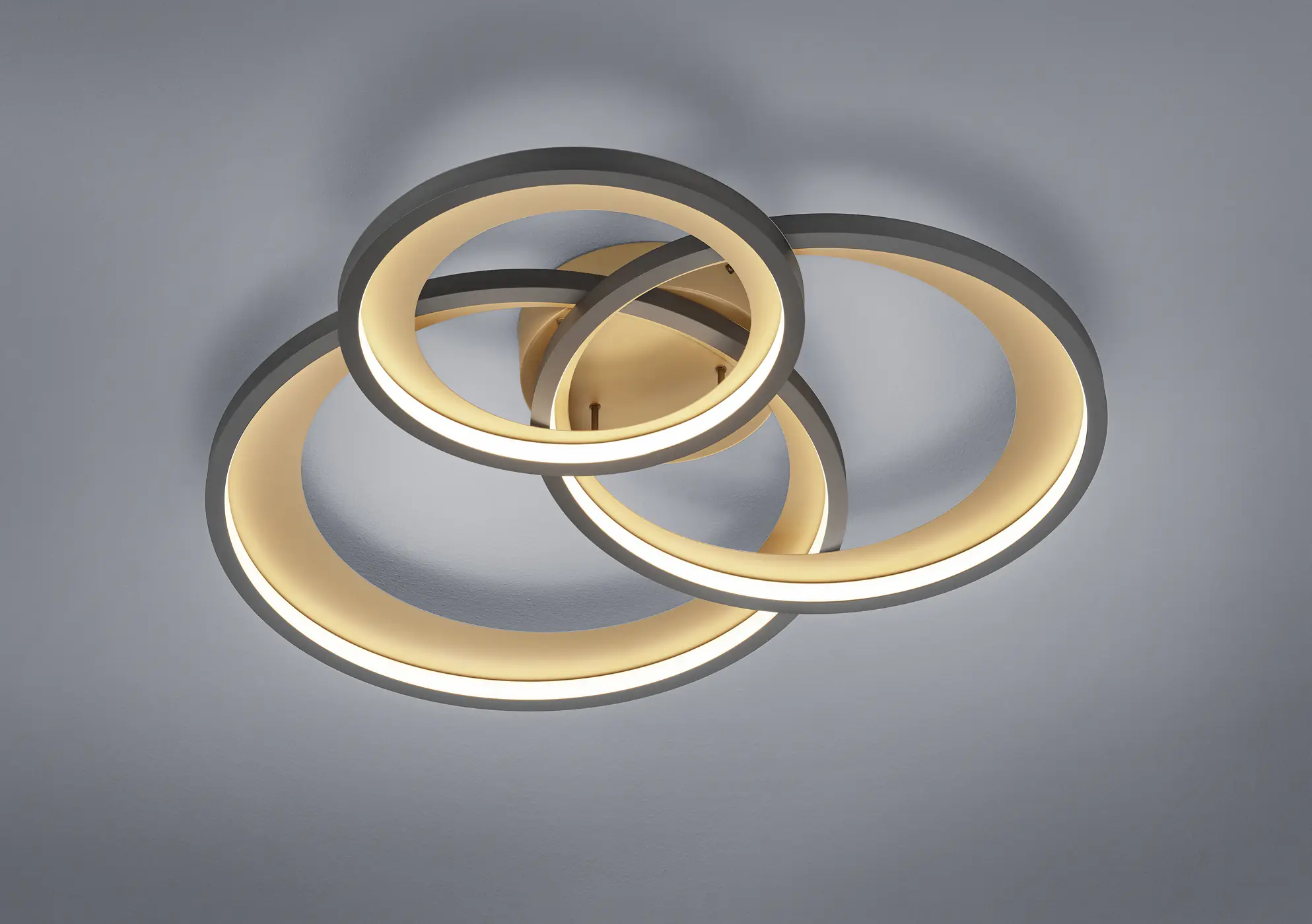 Trio LED Deckenleuchte Granda schwarz/gold warmweiß
