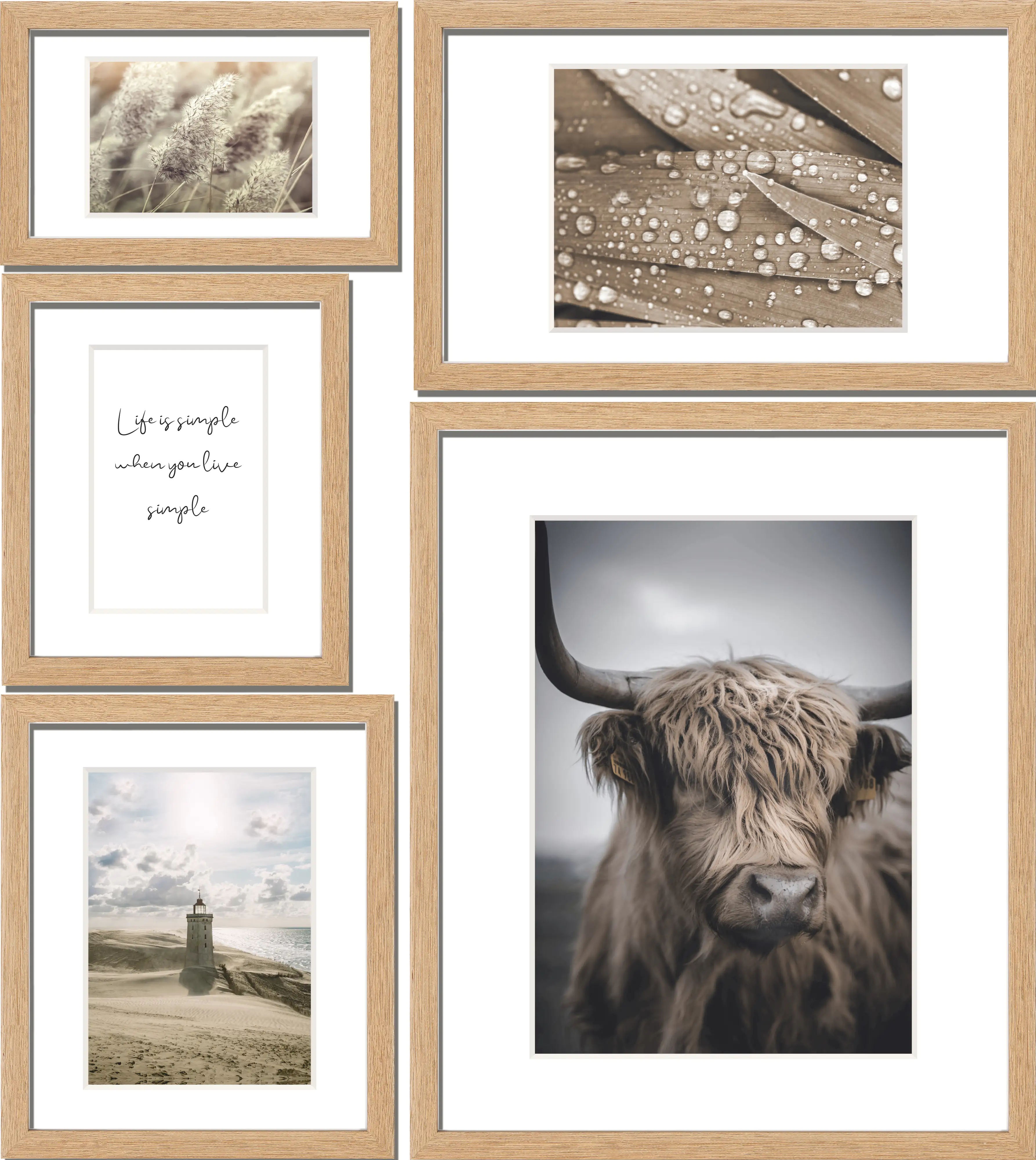 Bilderrahmen Collage Simple Life 53x65 cm 5-teilig