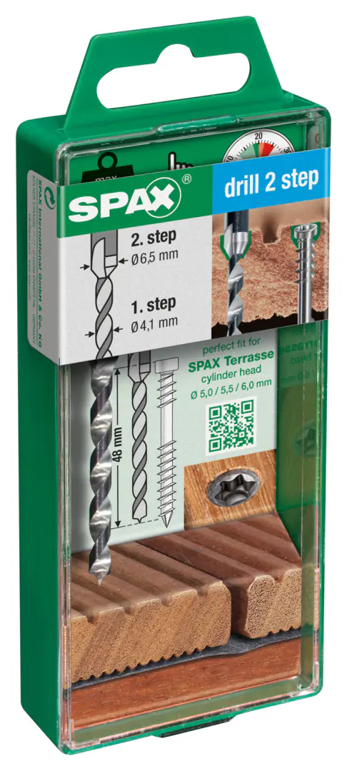 Spax Terrassen-Stufenbohrer HSS Drill 2 step Ø 4,1 und 6,5 mm Sechskant Spax Terrassen-Stufenbohrer HSS Drill 2 step Ø 4,1 und 6,5 mm Sechskant
