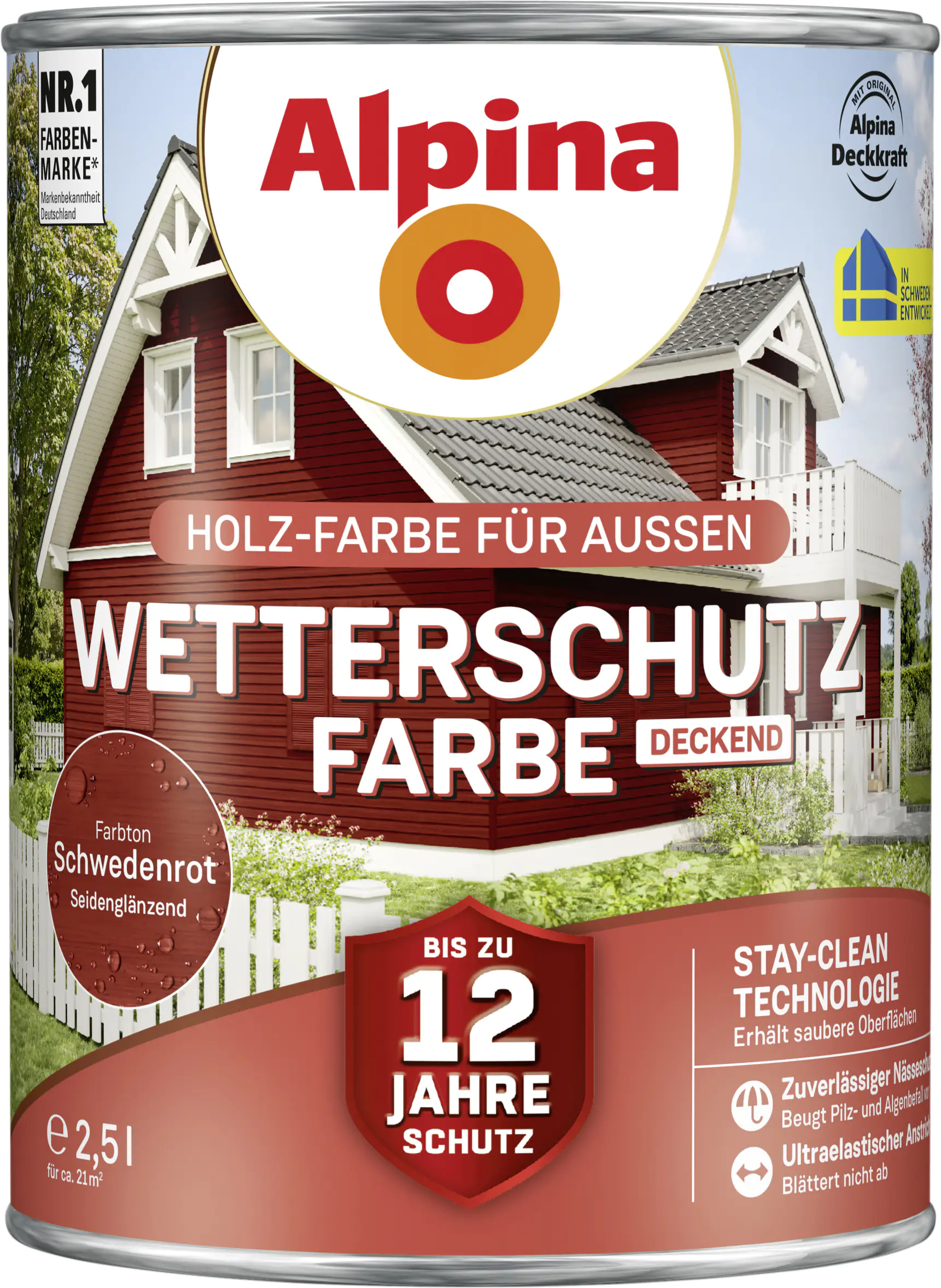 Alpina Wetterschutzfarbe 2,5 L schwedenrot Alpina Wetterschutzfarbe 2,5 L schwedenrot