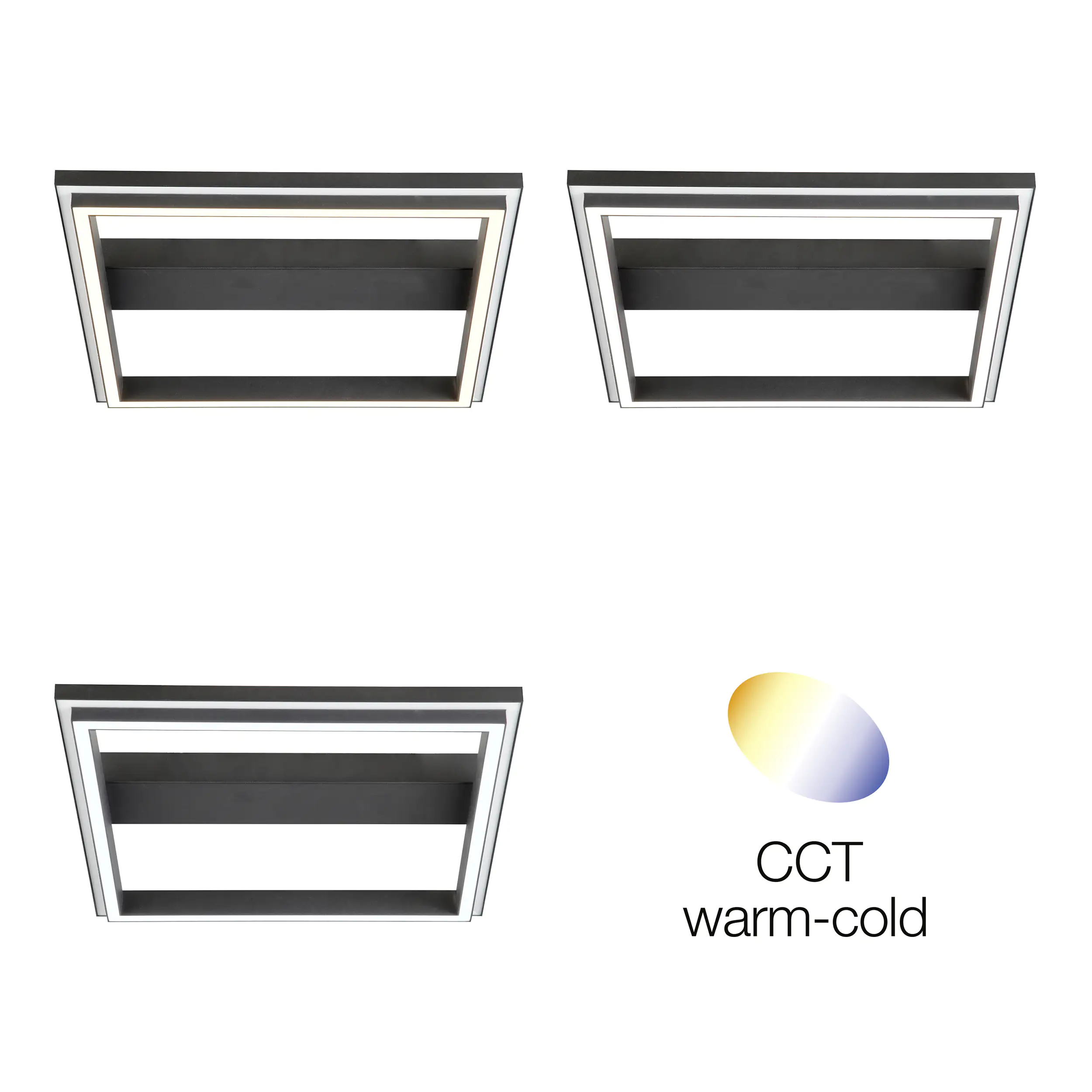 Brilliant LED Deckenleuchte Pallas 50 x 50 cm sand/schwarz, 38 W, RGBW