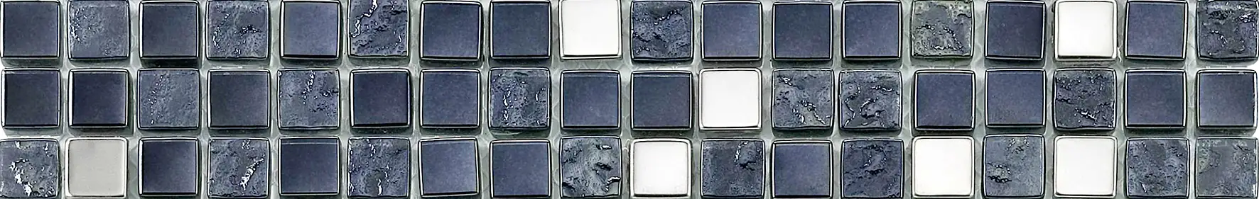 Fliesenbordüre Rustica Mini 5 x 30 cm schwarz-silber