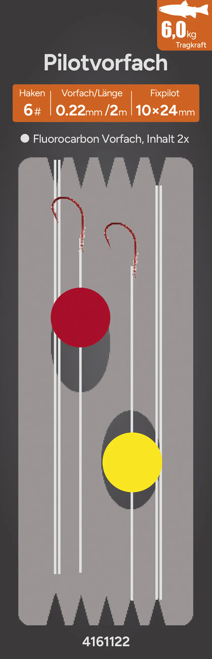 Paladin Angel-Vorfach 0,18 mm x 2 m Haken-Gr. 6 - 2 Stück