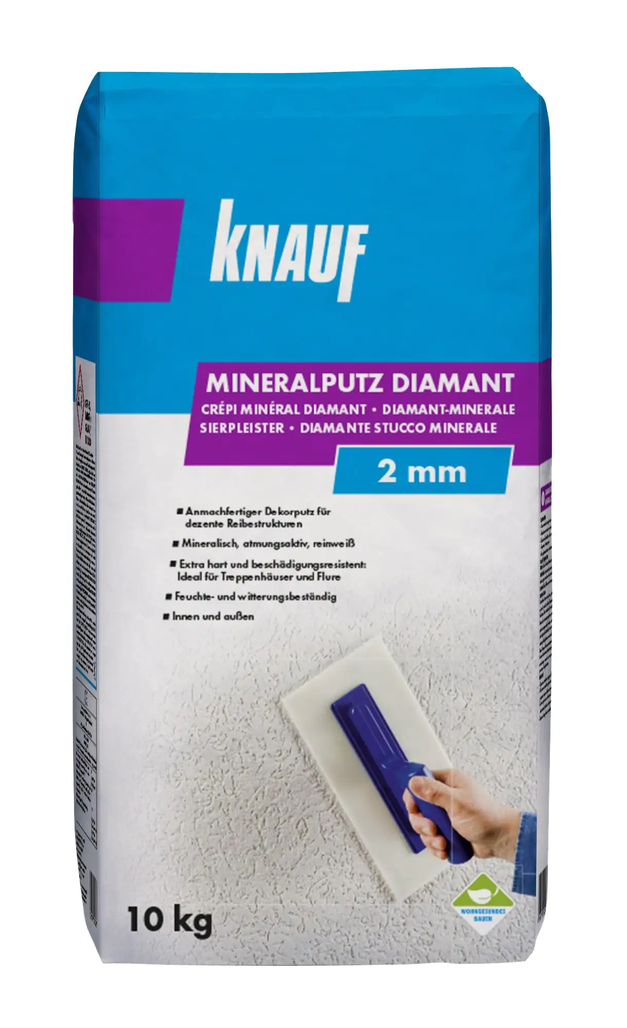 Knauf Mineralputz Diamant 10 kg 2 mm Körnung reinweiß