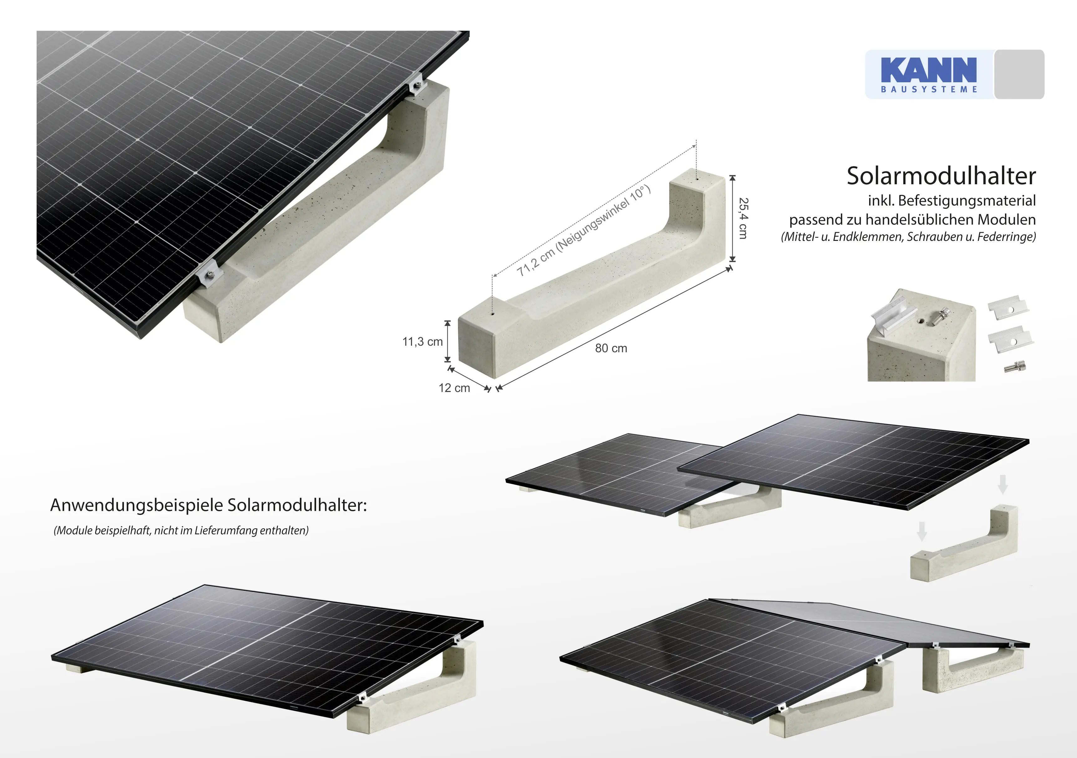 Kann Solarmodulhalter 80 x 11,3-25,4 x 12 cm grau