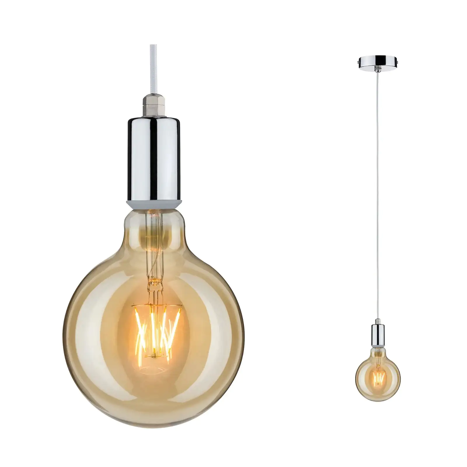 Paulmann Pendelleuchte Larus chrom Ø 11 cm E 27, max. 60 W, dimmbar Paulmann Pendelleuchte Larus chrom Ø 11 cm E 27, max. 60 W, dimmbar