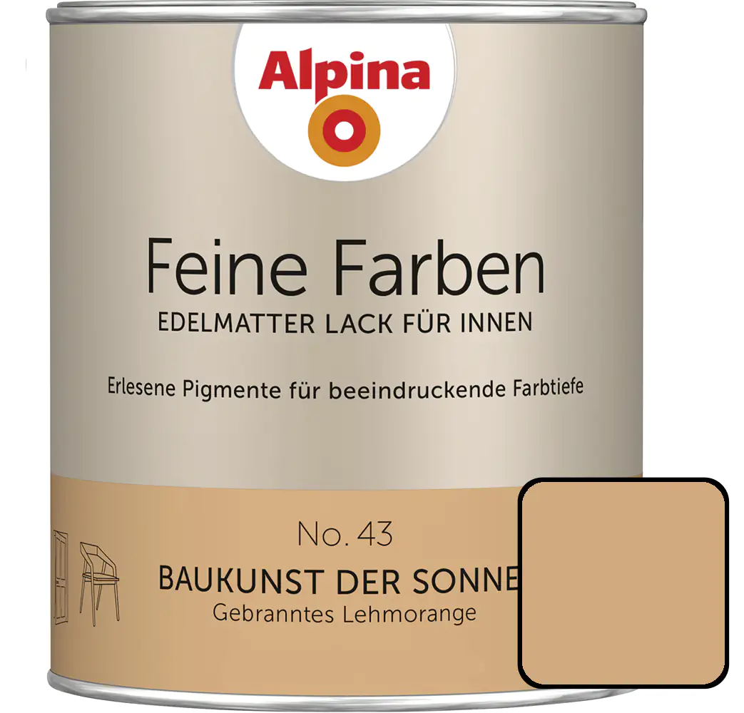 Alpina Feine Farben Lack No. 43 Baukunst der Sonne  lehmorange edelmatt 750 ml Alpina Feine Farben Lack No. 43 Baukunst der Sonne  lehmorange edelmatt 750 ml