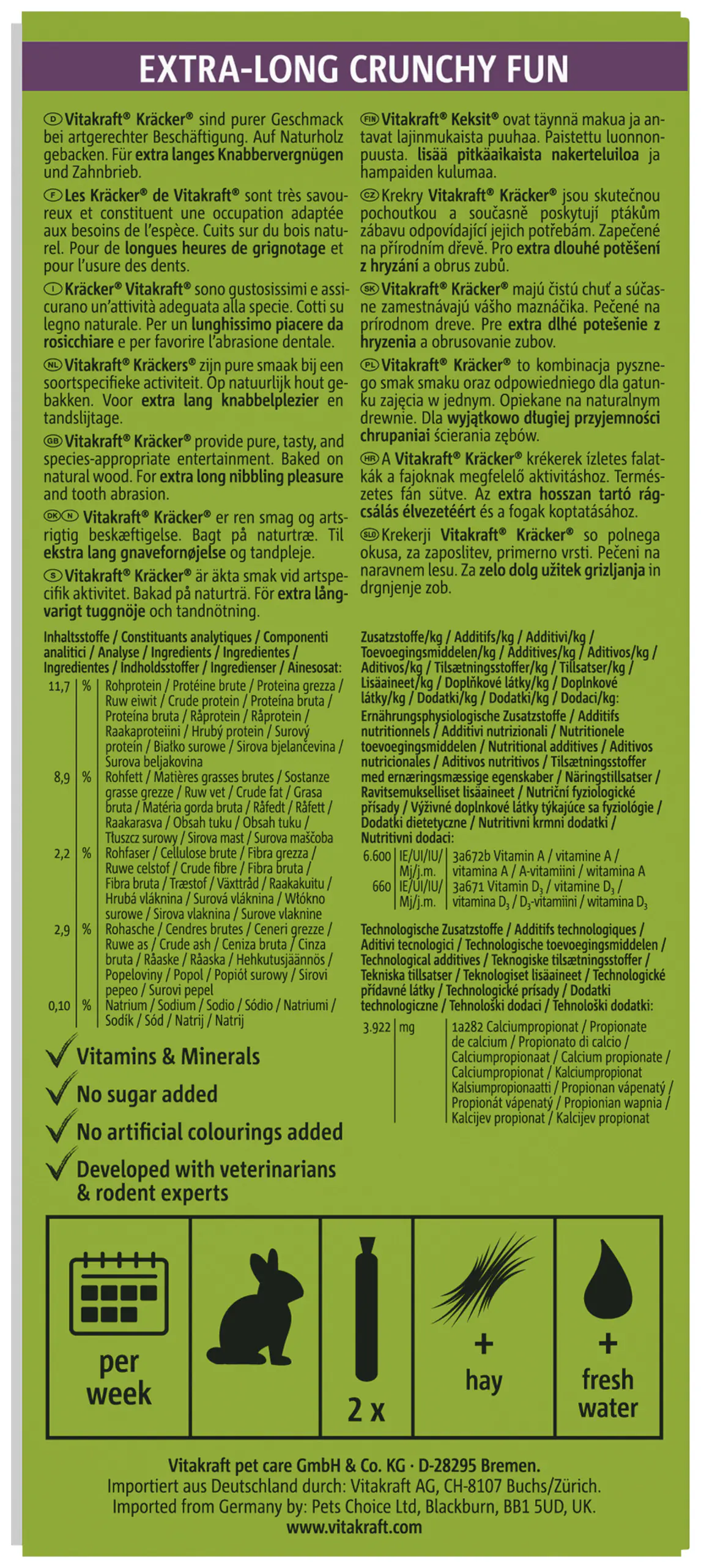 Vitakraft Nagerfutter Snack Kräcker 112 g Traube & Nuss 2 Stück