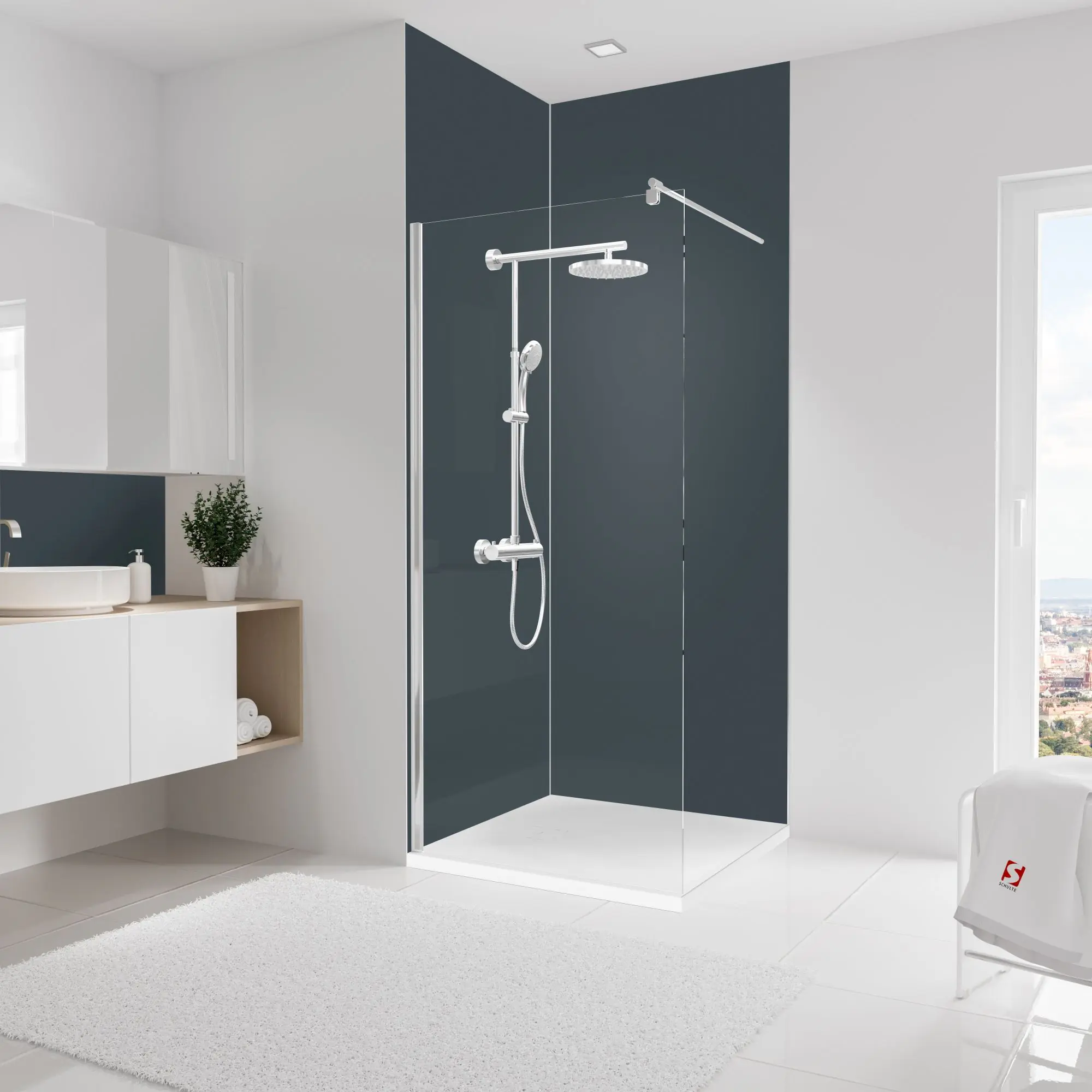 Schulte Duschrückwand Set Eck DecoDesign Farbe 90 x 90 x 255 cm anthrazit Schulte Duschrückwand Set Eck DecoDesign Farbe 90 x 90 x 255 cm anthrazit