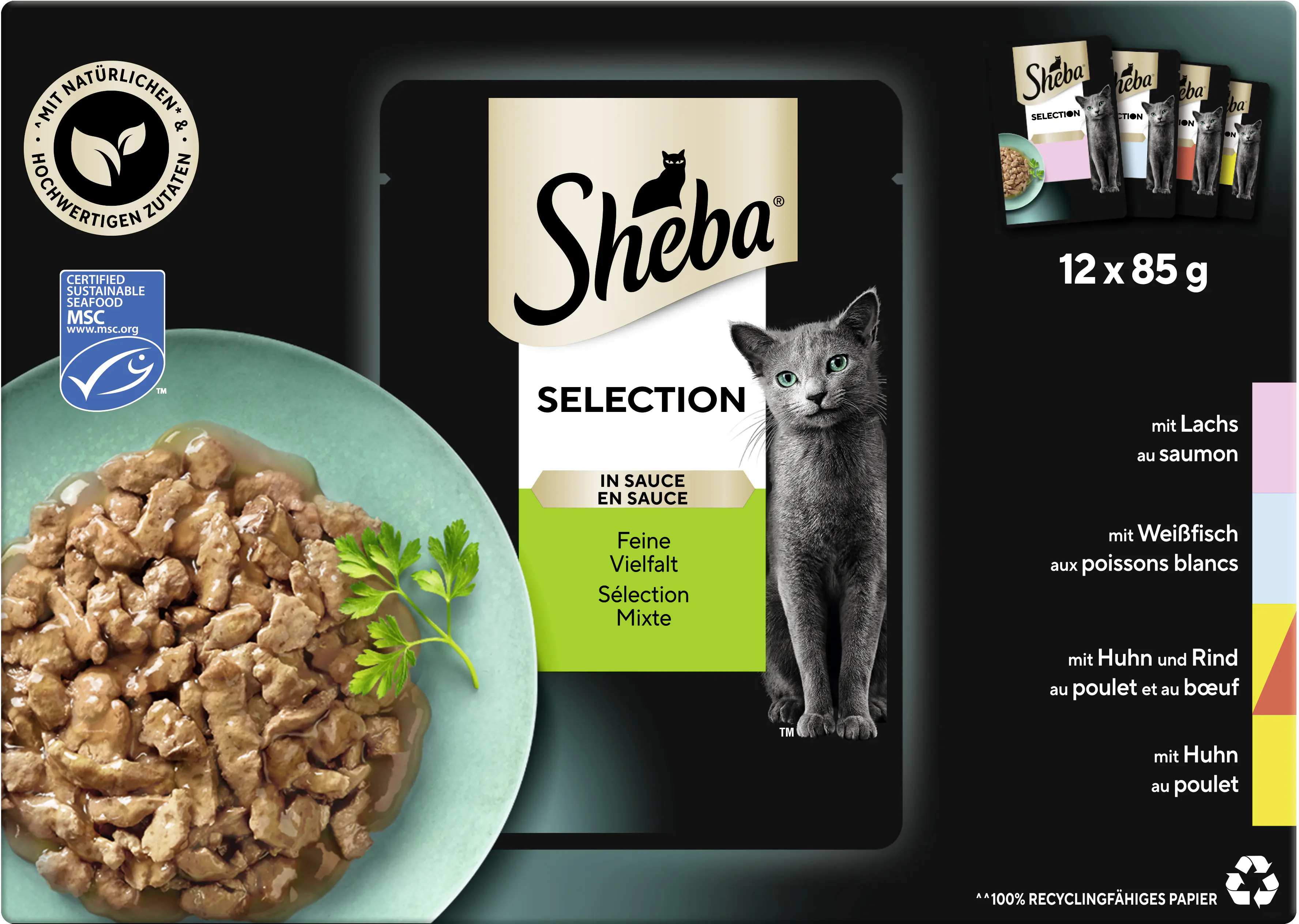 Sheba Selection in Sauce Katzennassfutter Adult 12 x 85 g Feine Vielfalt