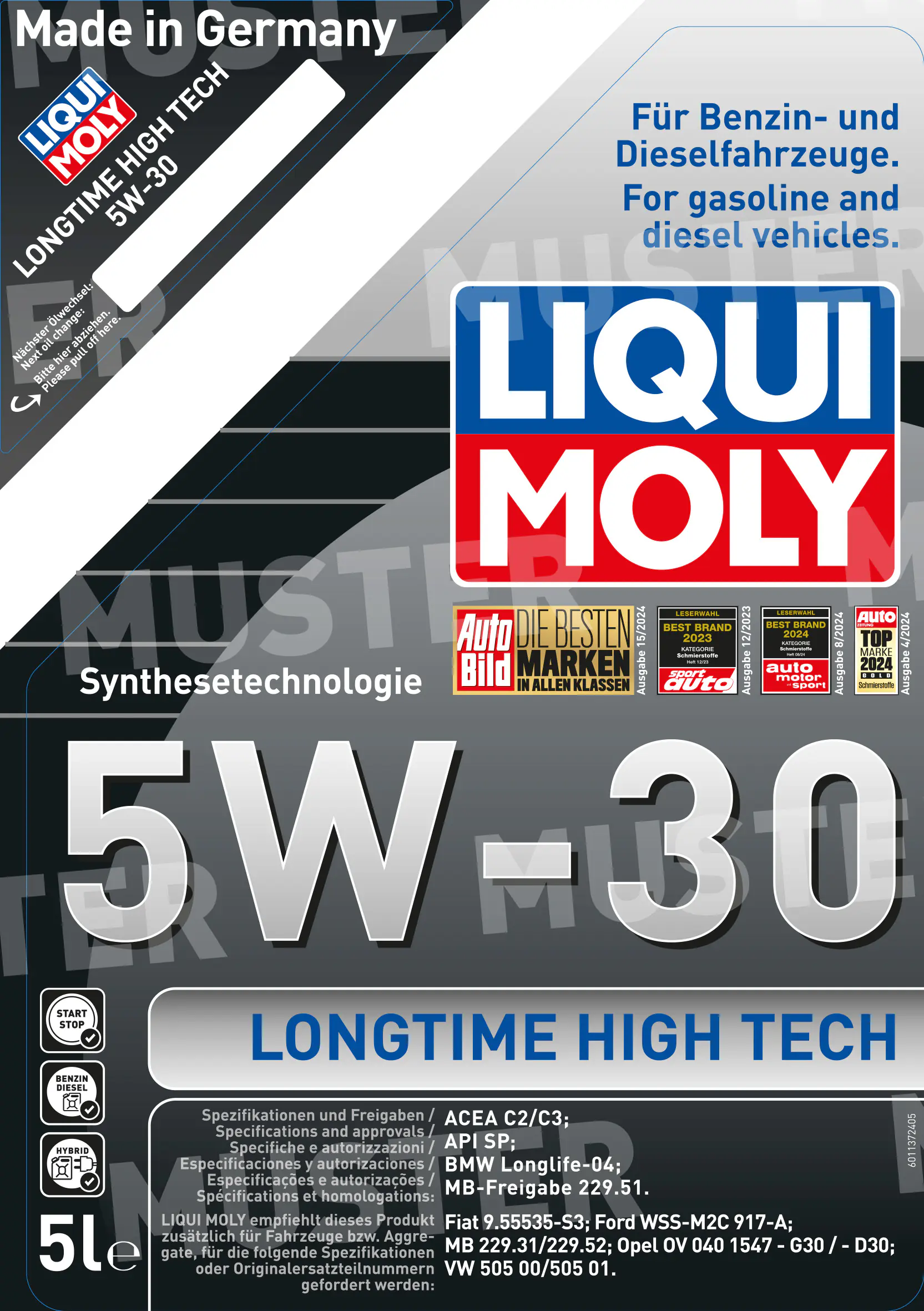 Liqui Moly Motoröl Longtime High Tech SAE 5W-30 5 L